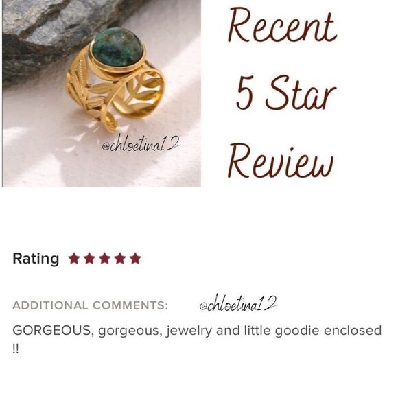 #21 NEW 18k Gold Plated Natural African Turquoise Ring - Picture 10 of 11